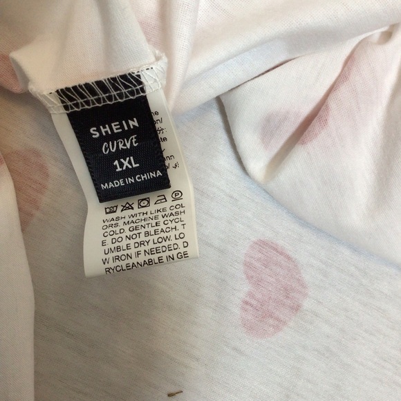 SHEIN Curve 1XL Heart Print Open Back Tie Top Valentine Long Sleeve - Picture 7 of 10